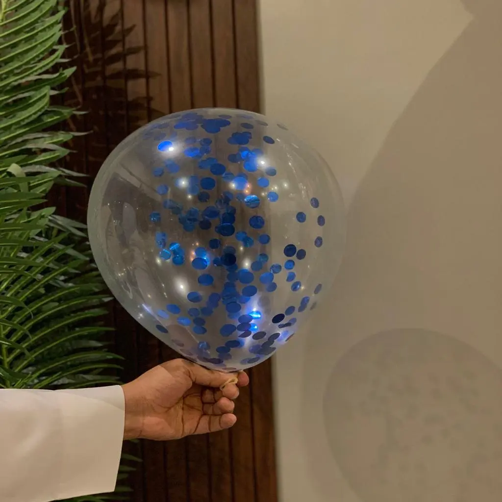 Blue Confetti Transparent Balloon